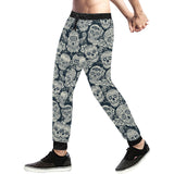 Sugar skull black white pattern Unisex Casual Sweatpants