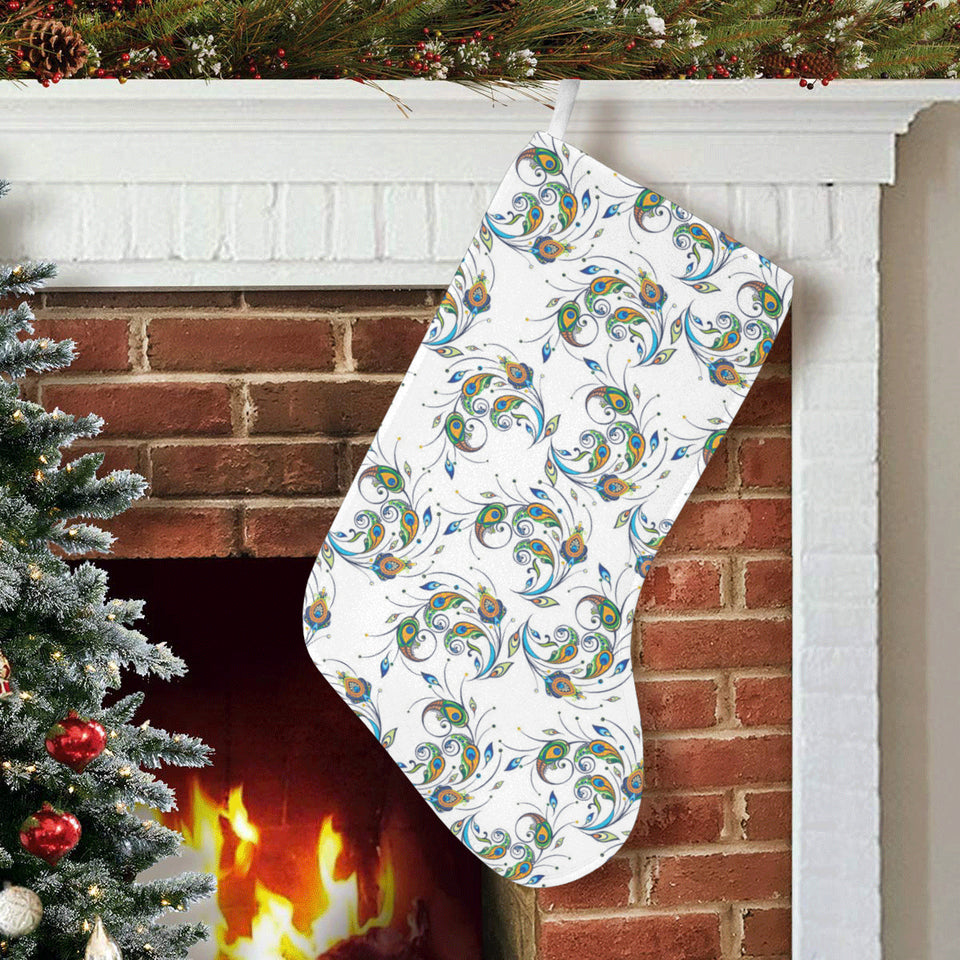 Peacock feather pattern Christmas Stocking