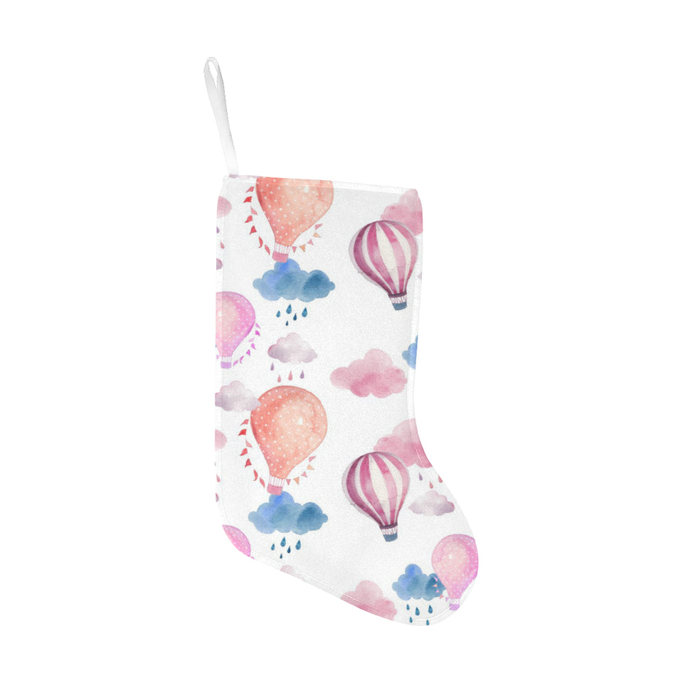 Watercolor air balloon cloud pattern Christmas Stocking