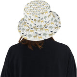 Silhouettes of goat and tree pattern Unisex Bucket Hat