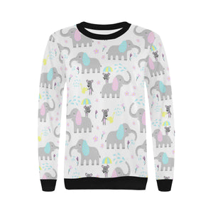 Cute elephant mouse pattern Women's Crew Neck Sweatshirt