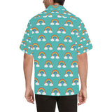 Rainbow pattern green background Men's All Over Print Hawaiian Shirt