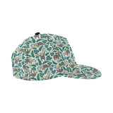 Cute sloths tropical palm leaves white background All Over Print Snapback Cap