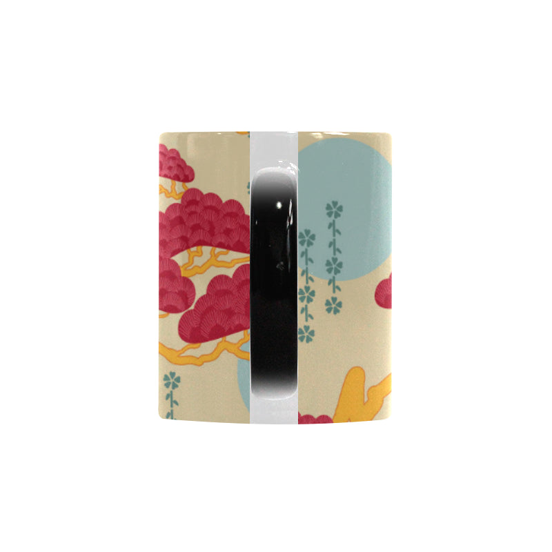 Red Bonsai gray sun japanese pattern Morphing Mug Heat Changing Mug