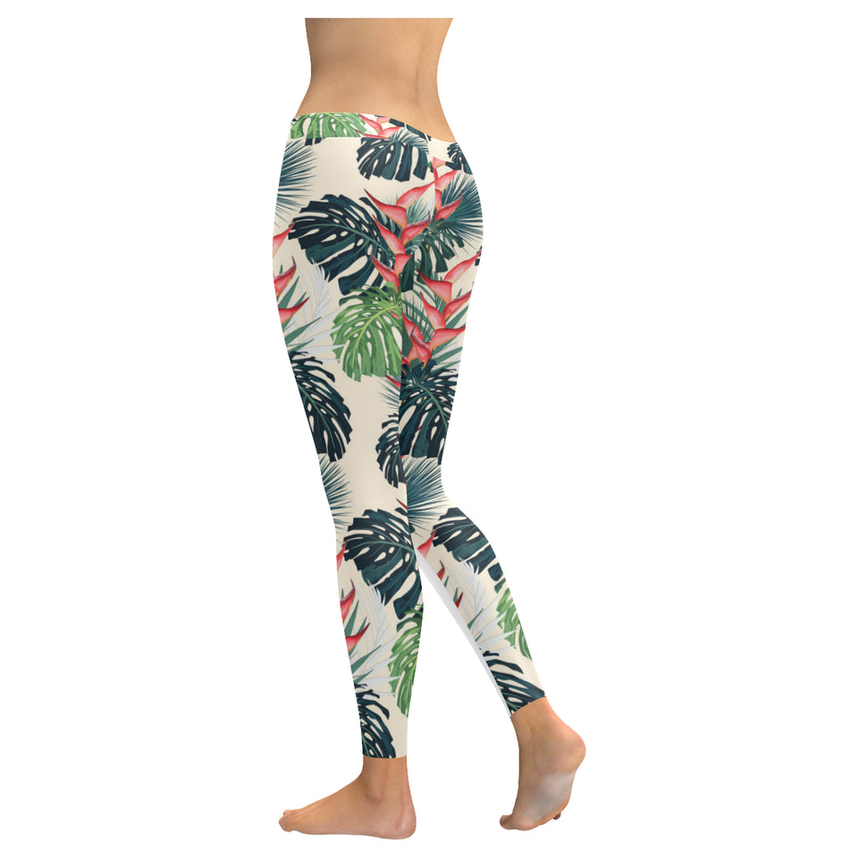 heliconia flowers, palm and monstera leaves Women's Legging Fulfilled In US