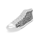 Zebra skin pattern Men's High Top Canvas Shoes White