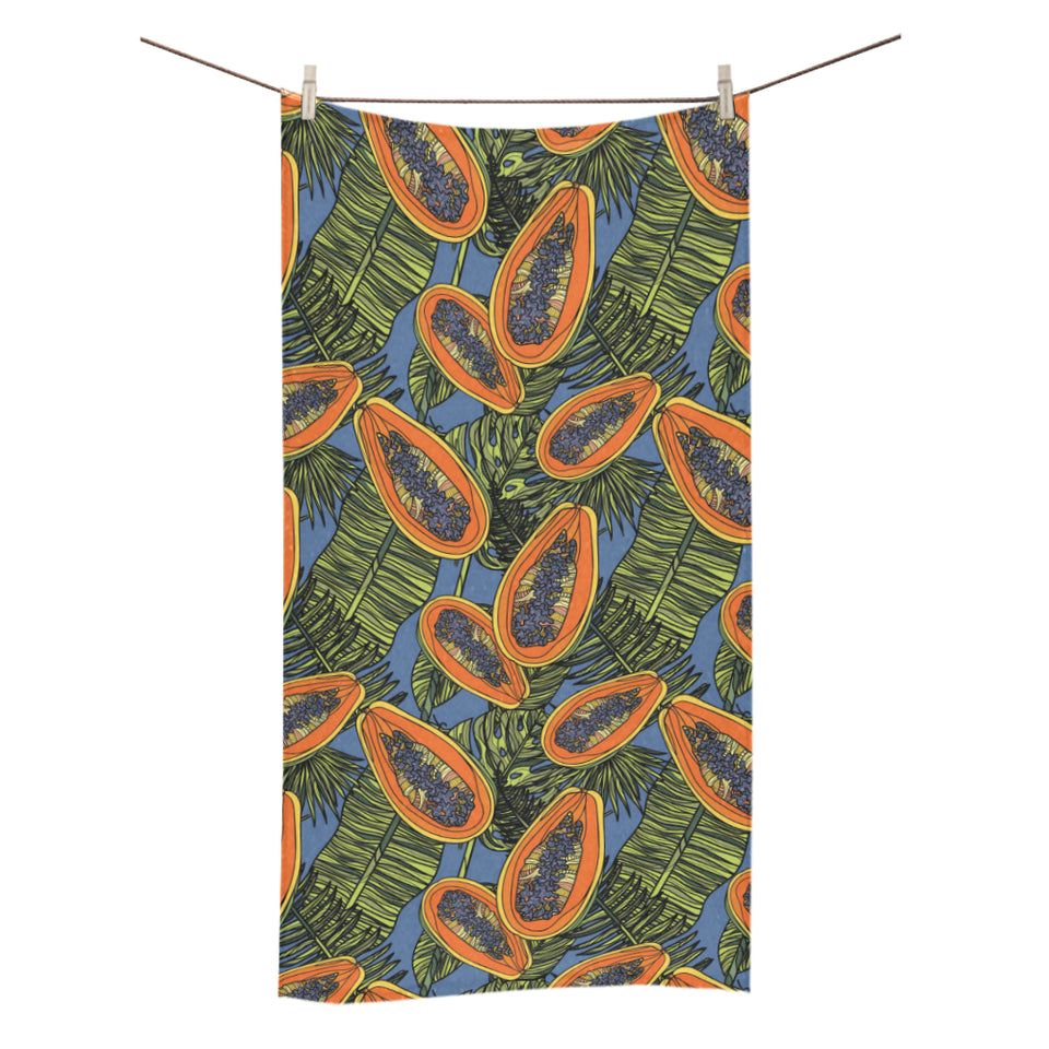 Colorful papaya tropical leaves Bath Towel