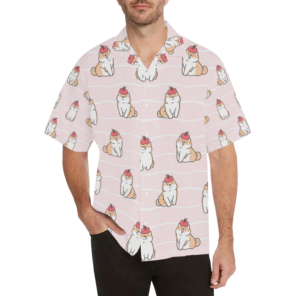 Cute Shiba Inu Dog Apple pattern Men's All Over Print Hawaiian Shirt