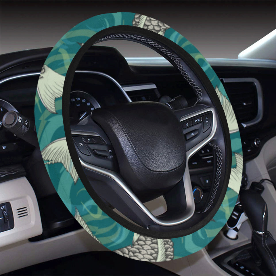 Koi Fish Carp Fish lotus pattern Car Steering Wheel Cover