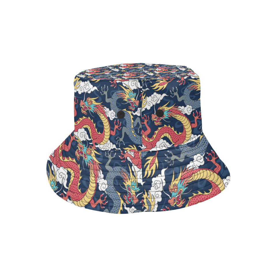 Blue red dragon cloud pattern Unisex Bucket Hat