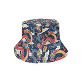 Blue red dragon cloud pattern Unisex Bucket Hat
