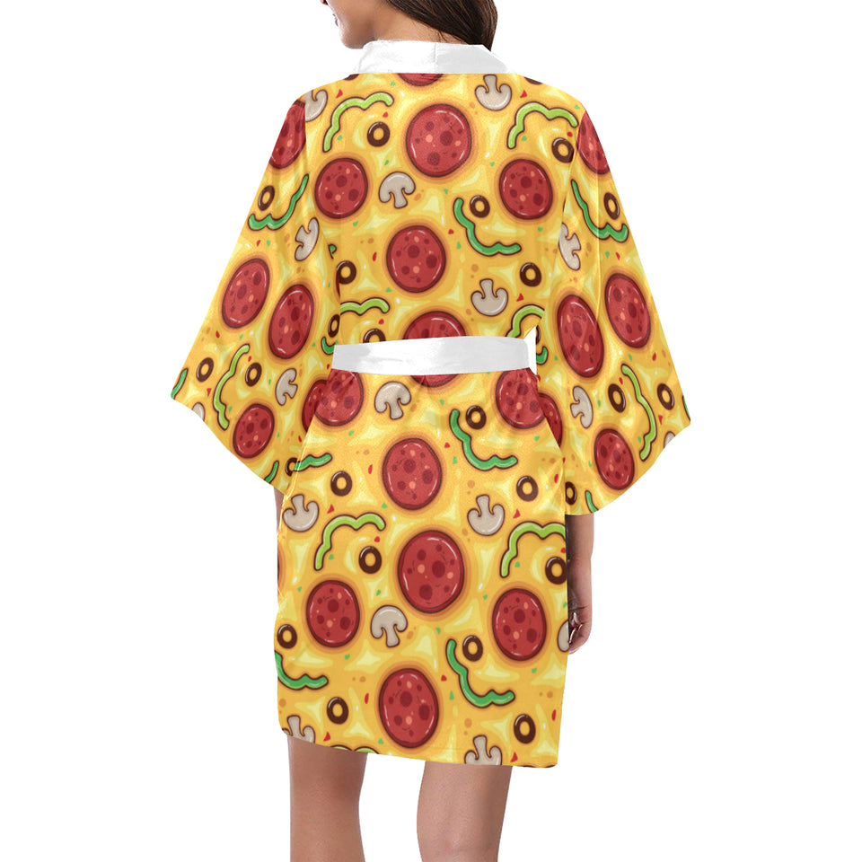 Pizza texture pattern Women's Short Kimono Robe