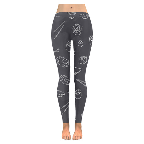 sushi pattern black background Women's Legging Fulfilled In US