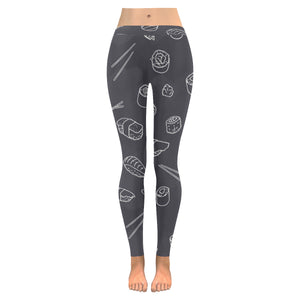 sushi pattern black background Women's Legging Fulfilled In US
