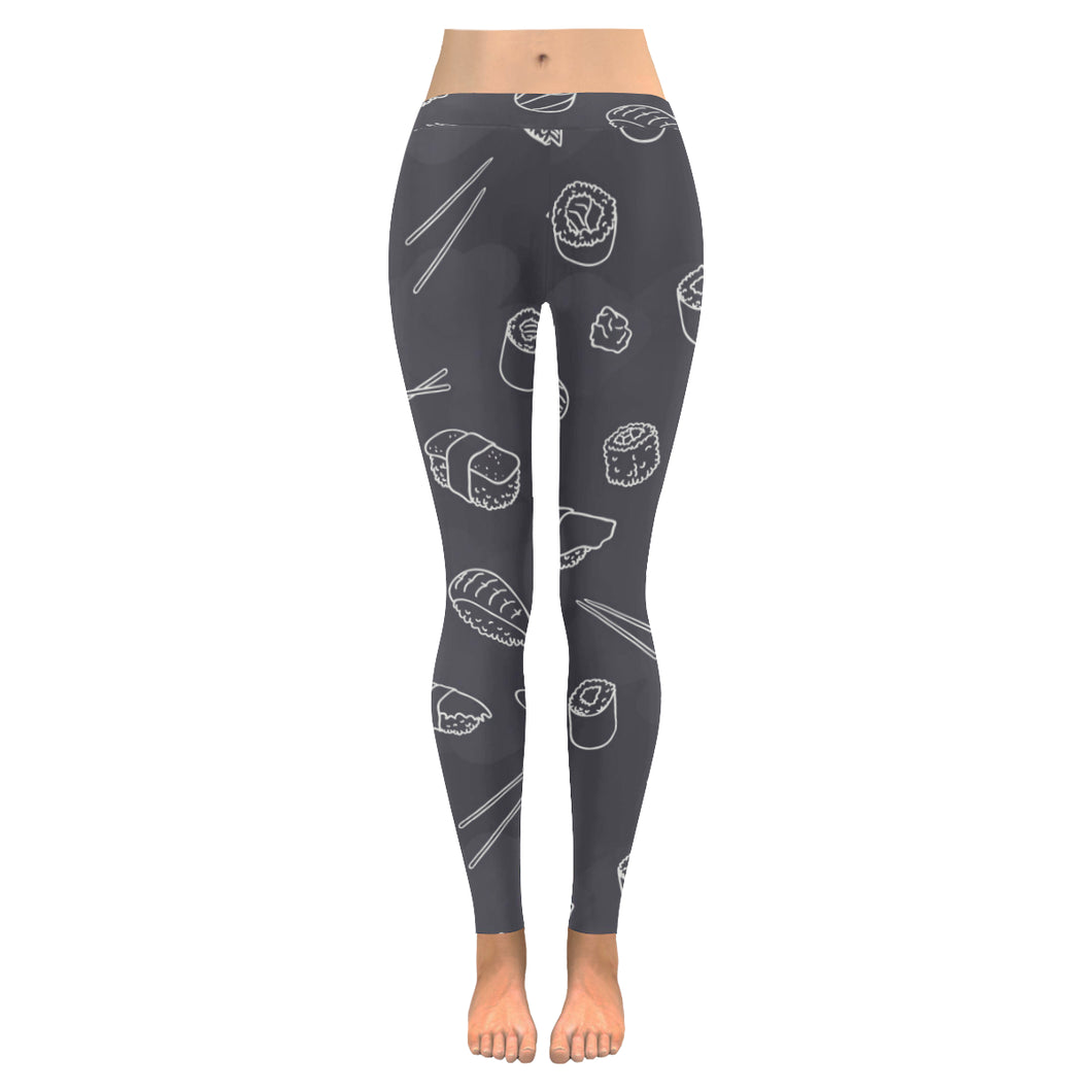 sushi pattern black background Women's Legging Fulfilled In US