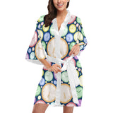 Colorful clock background Women's Short Kimono Robe