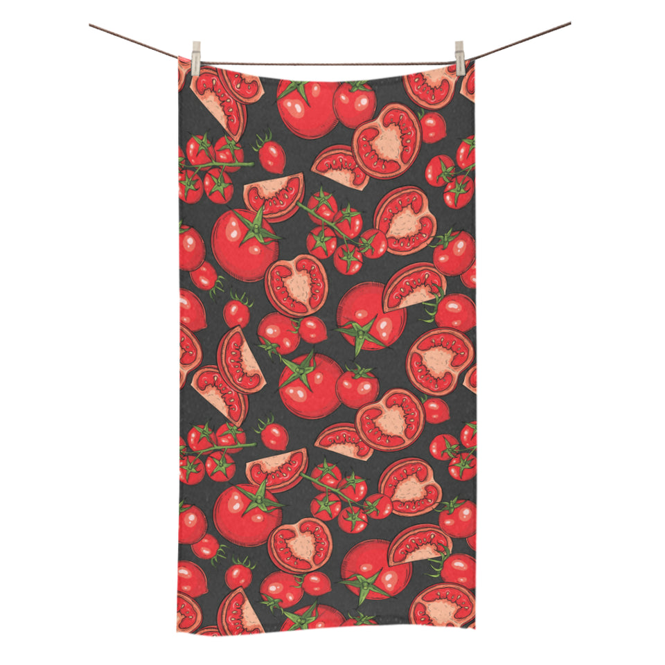 Tomato black background Bath Towel