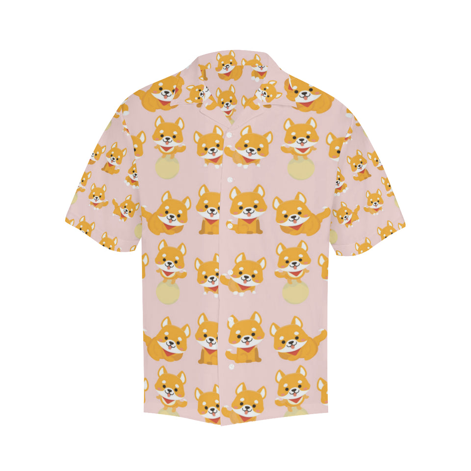 Cute shiba inu dog pattern Men's All Over Print Hawaiian Shirt