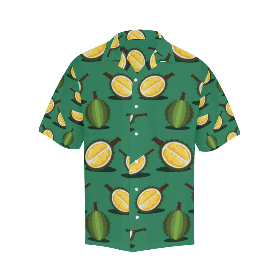 Durian pattern green background Men's All Over Print Hawaiian Shirt