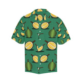 Durian pattern green background Men's All Over Print Hawaiian Shirt
