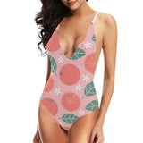 Grapefruit leaves flower pink background Women's One-Piece Swimsuit
