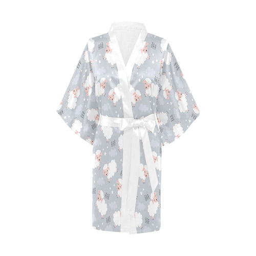 Sweet dreams sheep pattern Women's Short Kimono Robe