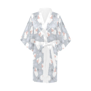 Sweet dreams sheep pattern Women's Short Kimono Robe