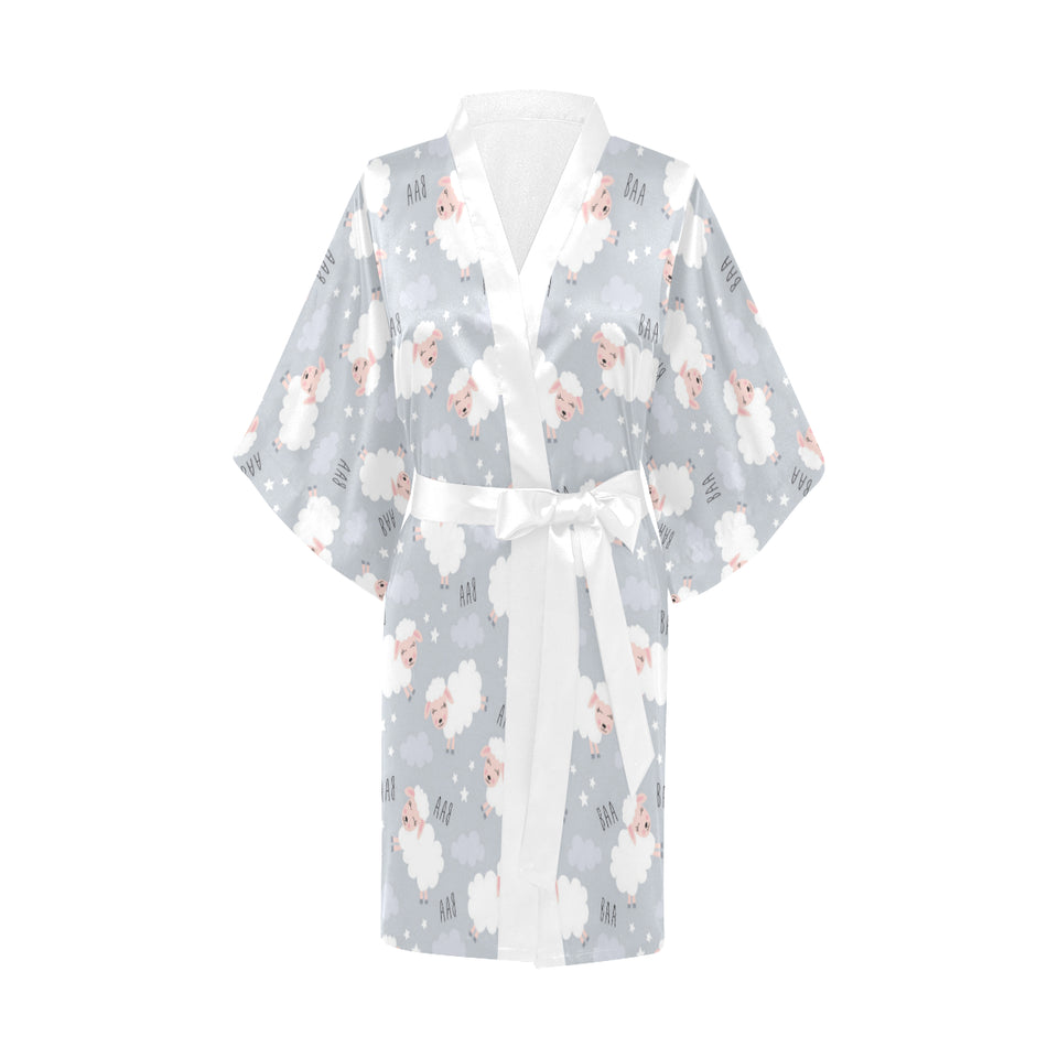 Sweet dreams sheep pattern Women's Short Kimono Robe