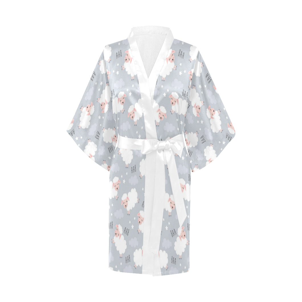 Sweet dreams sheep pattern Women's Short Kimono Robe