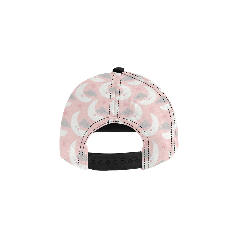 Cute moon cloud star pattern pink dot background All Over Print Snapback Cap