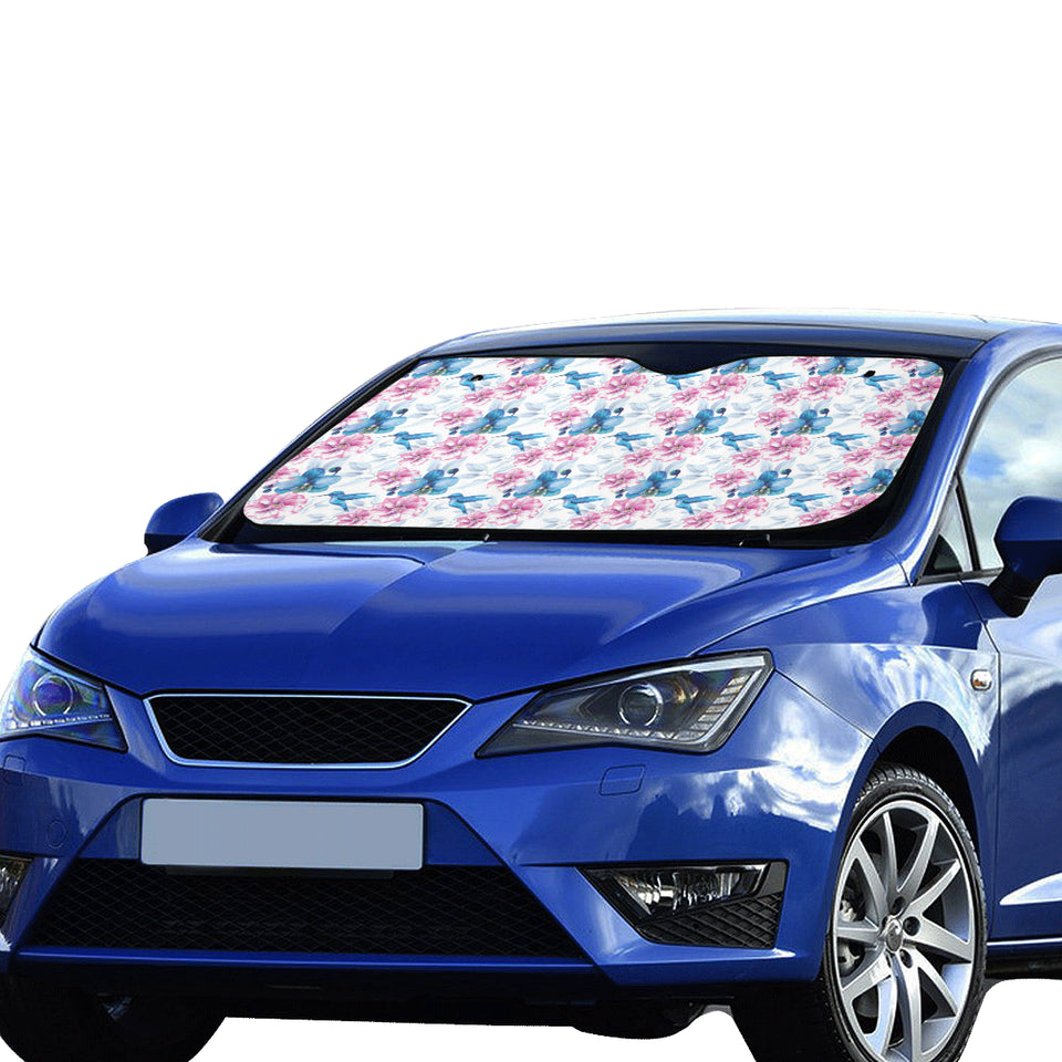 Hummingbird Pattern Print Design 02 Car Sun Shade