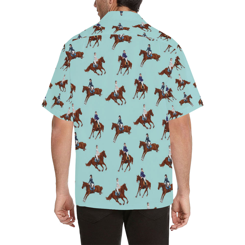 Horses running horses rider pattern Men's All Over Print Hawaiian Shirt