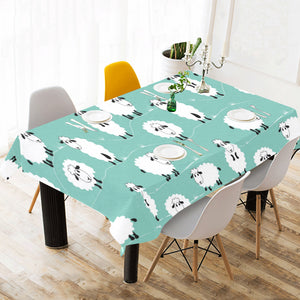 Cute sheep green background Tablecloth