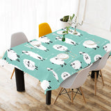 Cute sheep green background Tablecloth