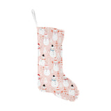 Cute snowman christmas tree snowpink background Christmas Stocking