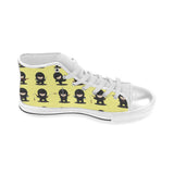 Cute ninja yellow background Women's High Top Canvas Shoes White