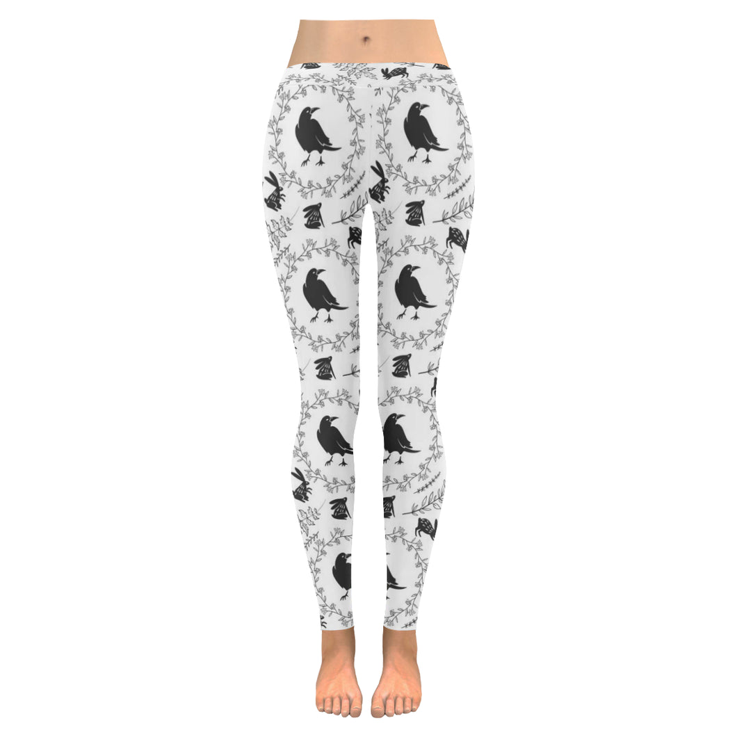 Crows floral wreath rabbit pattern Women's Legging Fulfilled In US