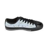 Dolphin blue striped background Men's Low Top Canvas Shoes Black