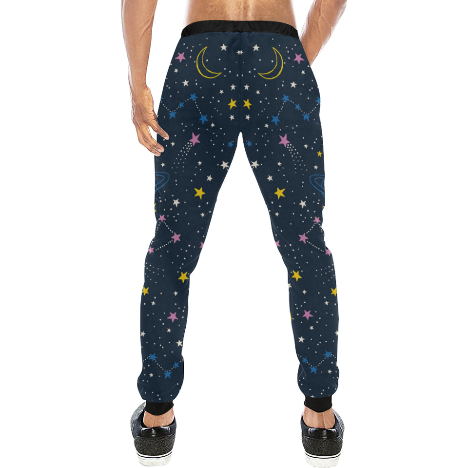 space pattern with planets, comets, constellations Unisex Casual Sweatpants