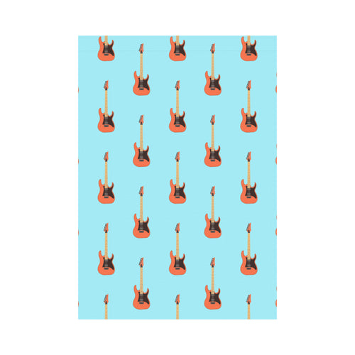 electric guitar pattern light blue background House Flag Garden Flag