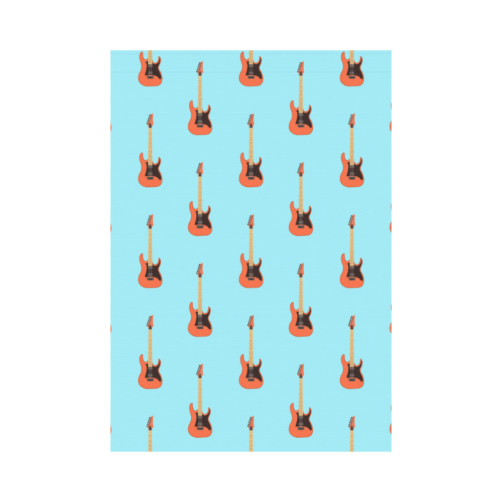 electric guitar pattern light blue background House Flag Garden Flag