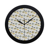 Silhouettes of goat and tree pattern Elegant Black Wall Clock