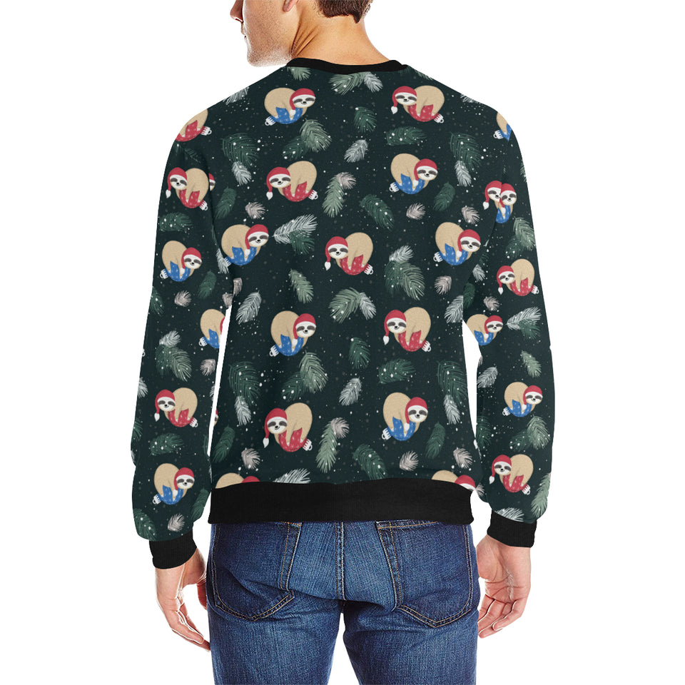 Cute sloths sleeping christmas ball santa hat patt Men's Crew Neck Sweatshirt