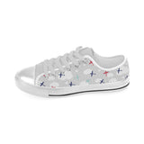 Airplane cloud grey background Men's Low Top Shoes White