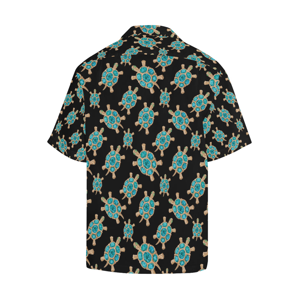 Sea turtle blue stone pattern Men's All Over Print Hawaiian Shirt