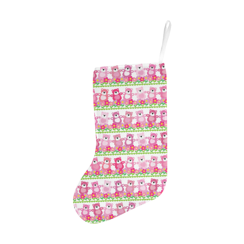 Teddy Bear Pattern Print Design 04 Christmas Stocking