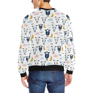 Cute sleeping sheep moon cloud pattern Men's Crew Neck Sweatshirt