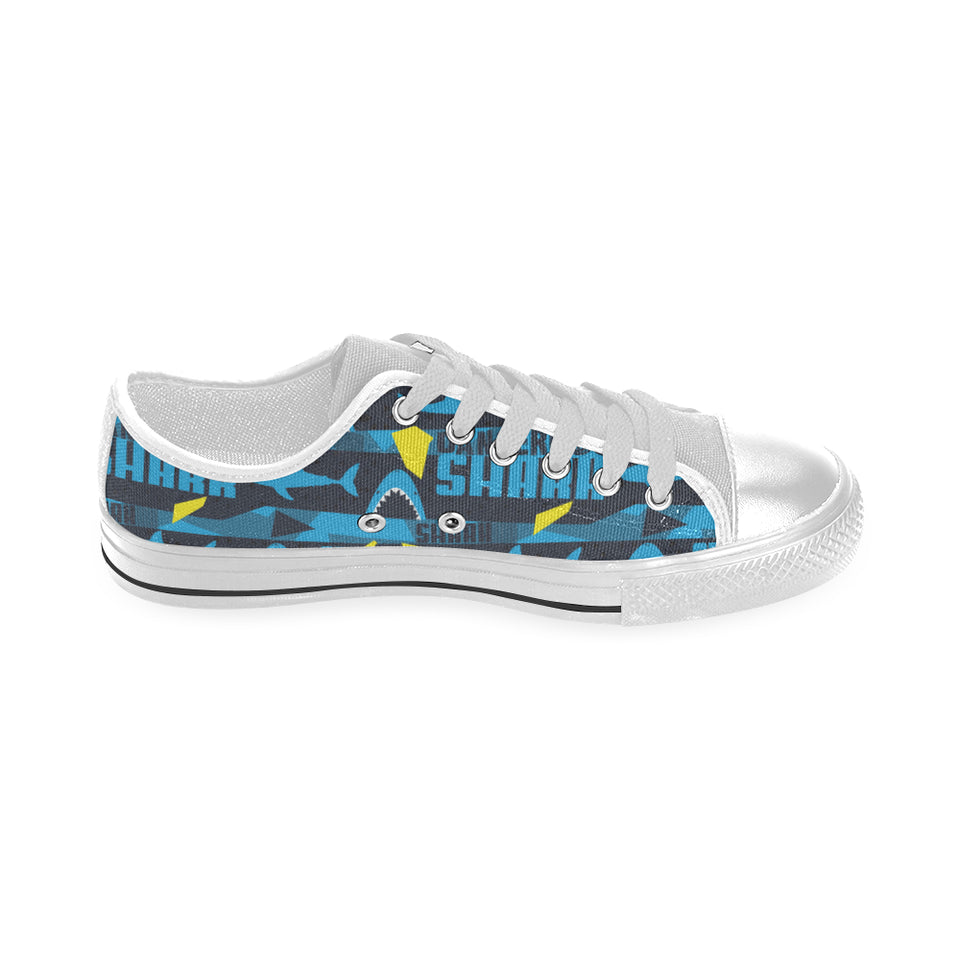 Shark dangerous Men's Low Top Shoes White