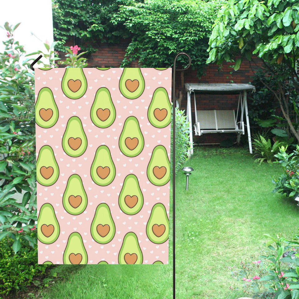 Avocado heart pink background House Flag Garden Flag