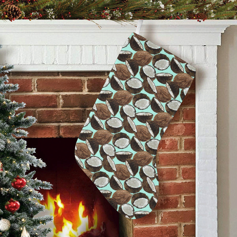 Coconut Pattern Print Design 03 Christmas Stocking